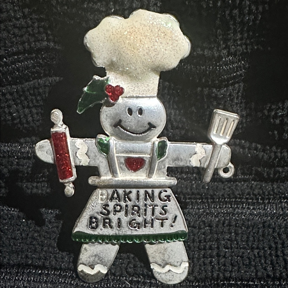 Gingerbread Chef Baking Sprits Bright Brooch